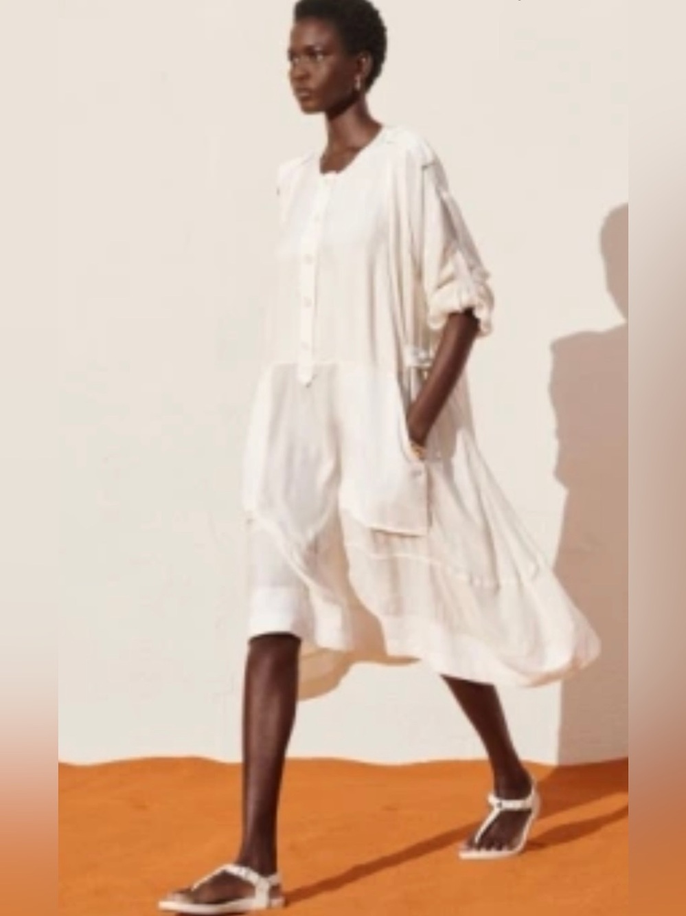 Zara SRPLS Cream Button-Front Tunic Dress, size  xe